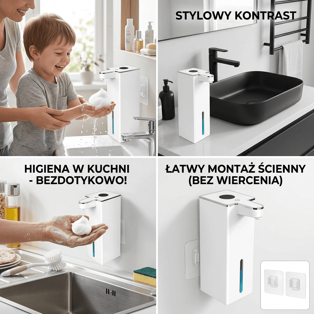 ​Inteligentny Bezdotykowy Dozownik Mydła w Pianie z Ekranem LED