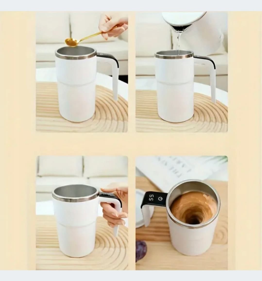 ELEKTRYCZNY SAMOMIESZALNY KUBEK ZE STALI NIERDZEWNEJ